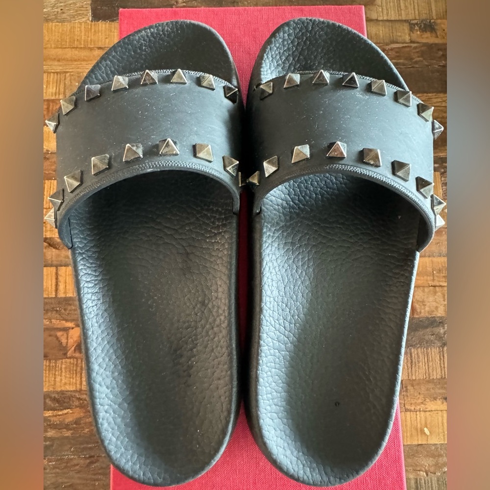 Valentino Rock Stud Rubber Pool Slides (Size 37) - image 1